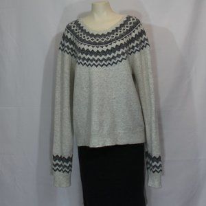 Artisan NY Fair Isle Neutral Knit Cashmere Wool Blend Sweater Top Gray size  XL